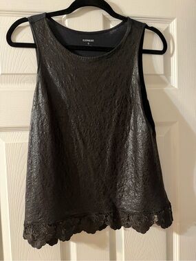 Express Black Faux-Leather Textured Tank Top